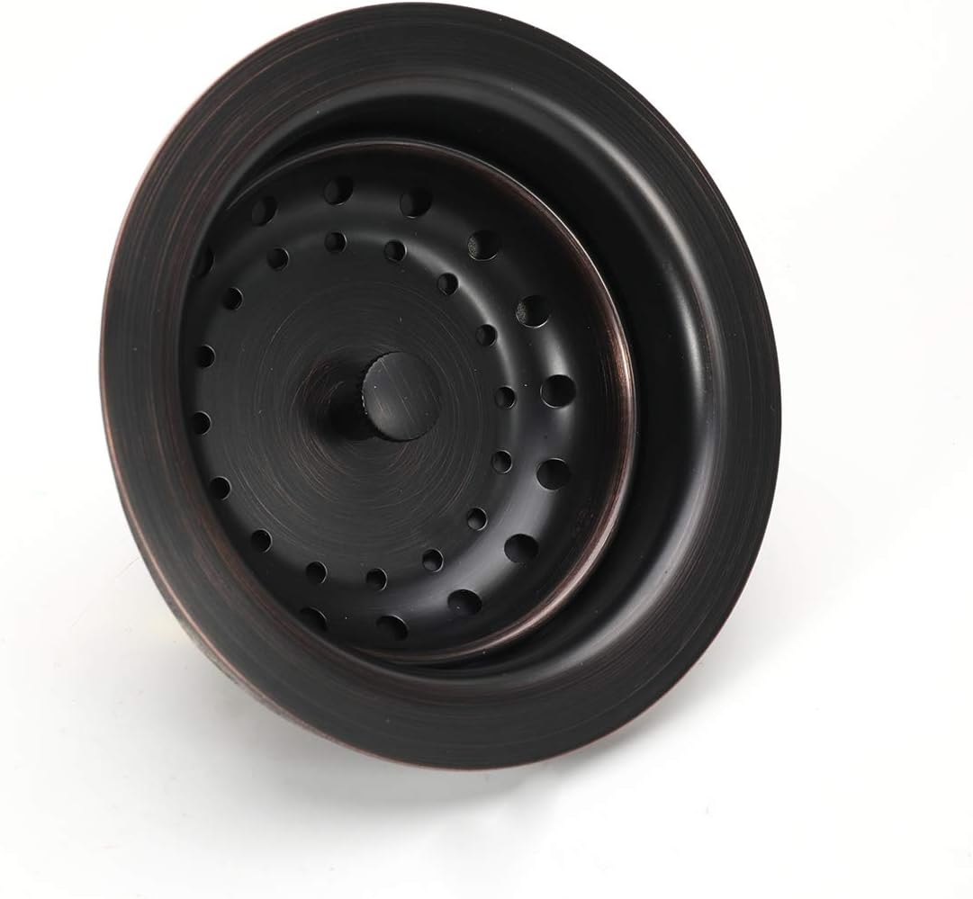 KONE 3-1/2 Inch Kitchen Sink Drain ORB Assembly with Strainer Basket/Stopper, All Stainless Steel Durable and Rustproof Oil Rubbed Bronze