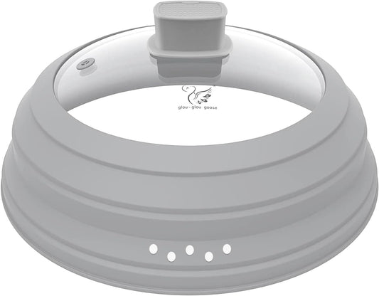 Microwave Splatter Cover Glass Cover Guard Lid with Collapsible Silicone for Food Pot Plate Cover 10.8 inch Light Grey