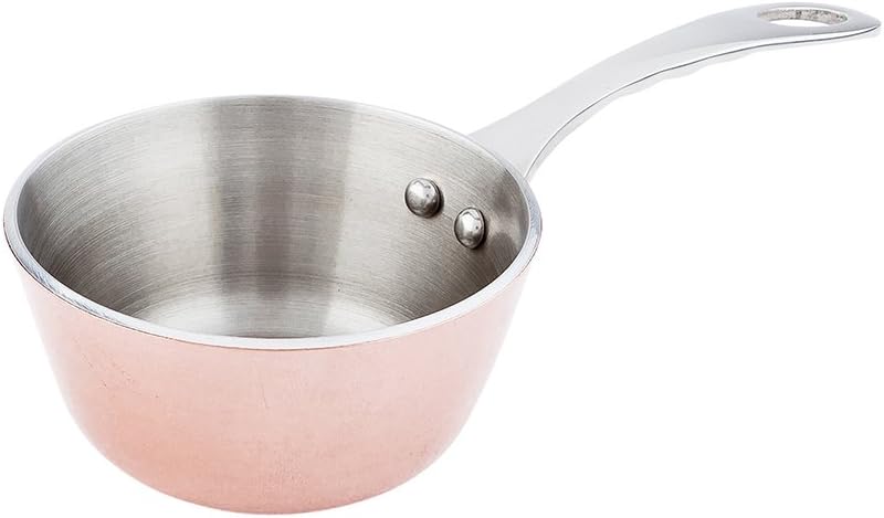 Restaurantware 7 Inch x 3.4 Inch Small Saucepan 1 Round Small Pot For Cooking - With Handle Stain Resistant Copper Stainless Steel Kitchen Saucepan Dishwasher Safe For Sauces Creams Or Dips