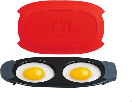 Quick-Heat Microwave Egg Cooker|Poacher|fryer,Multi-use microwave egg maker for Breakfast Sandwiches,Dishwasher-Safe,Save Time,Portable for Home,Travel,Gifts(red)