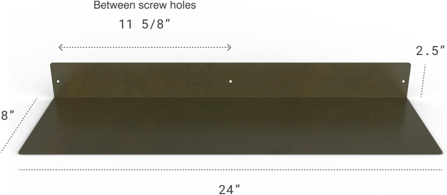 DIY CARTEL Made in USA Linear Floating Shelf - Forged Raw Steel - Industrial Heavy Duty Metal Wall Mounted Modern Rustic Farmhouse Designed Shelf Ledge (24-inch X 8-inch)