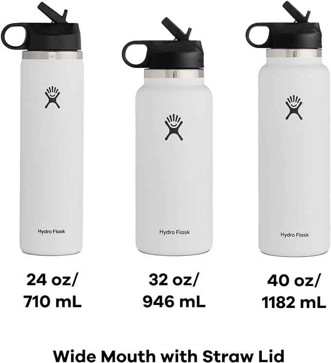 Hydro Flask 32 oz Wide Mouth Straw Lid White