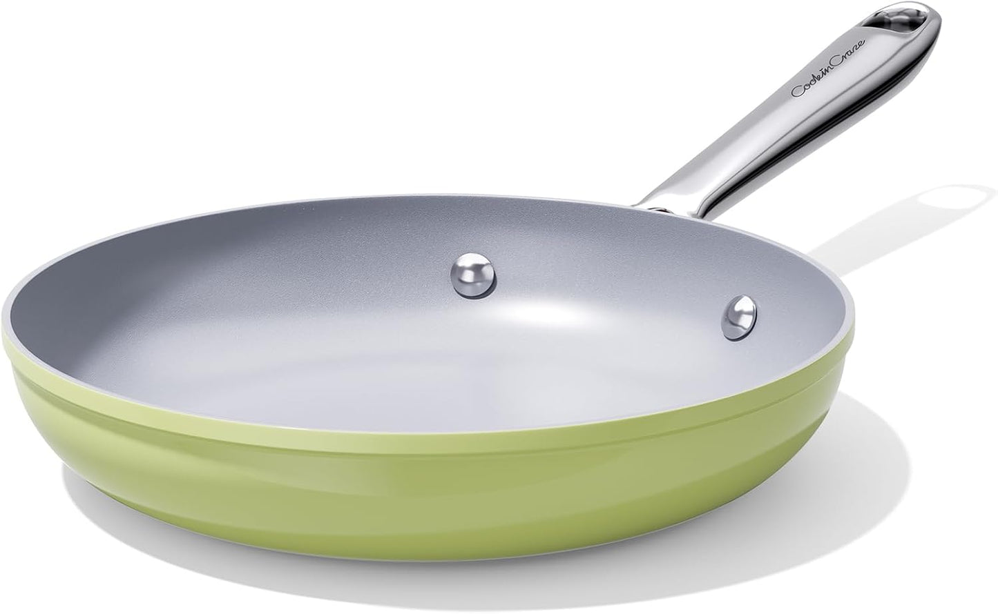 Nonstick Ceramic Frying Pan 8 Inch for Induction Cooktop - Non Toxic, PTFE/PFOA/PFAS Free, Oven & Dishwasher Safe up to 500°F - Non Stick Egg Skillet with Stay-Cool Handle - Avocado Green