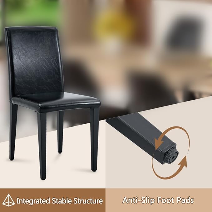 86.6" Dining Table Set for 8, Modern 9 Piece Wood Kitchen Table and Chairs Set, Rectangle Dining Room Table with 8 PU Leather Upholstered Chairs, Ideal for Home, Kitchen, or Apartment Dining