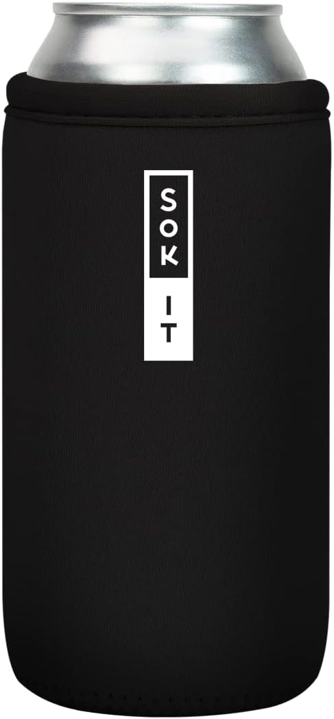 Sok It CanSok Sleeve for Beer & Soda Insulated Neoprene Cover (Black, 16oz Can Sleeve)