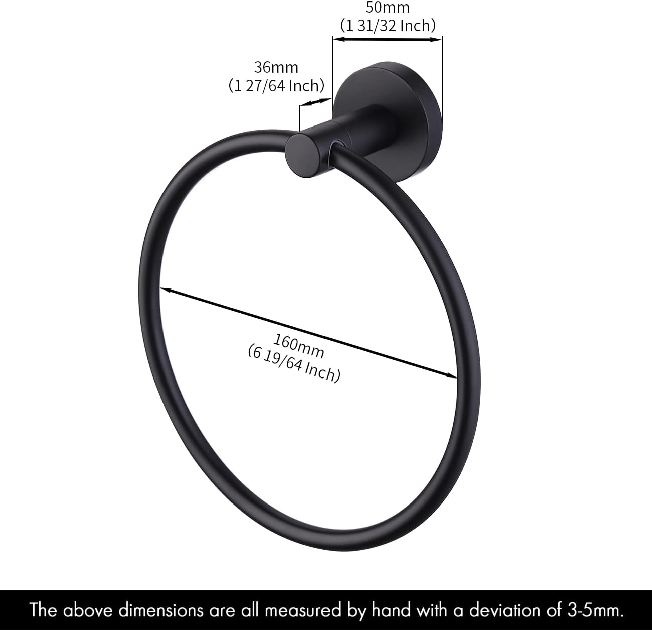 KES Matte Black Towel Ring Hand Towel Holder for Bathroom, Kitchen Bath Towel Holder Hangers Heavy Duty Storage Round Wall Mount SUS 304 Stainless Steel, A2180DG-BK