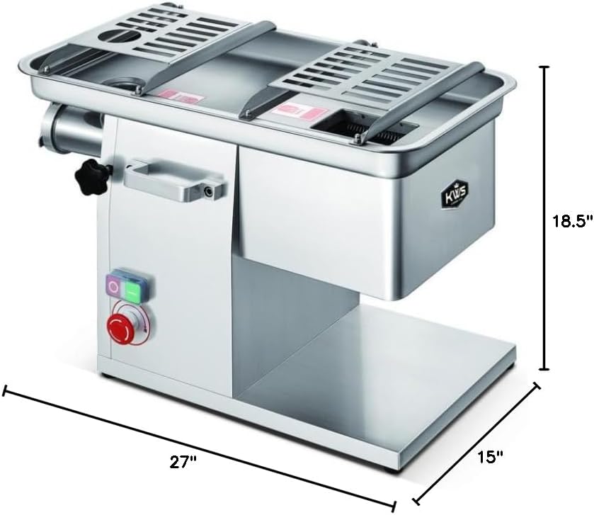 KWS JQ-58 Duo Function Commercial 1950W 2.6HP Electric 5mm Fresh Meat Cutter + Stainless Steel Meat Grinder All in One Grinding and Slicing Machine for Restaurant/Deli/ Butcher Shop