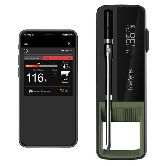 Wireless Meat Thermometer for Grilling – Bluetooth 5.2 Smart Cooking Thermometer with App, Rechargeable, 304 Stainless Steel, Long Range, Food-Grade for Oven, Smoker, BBQ