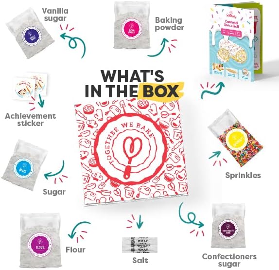 Confetti Swiss Roll Baking Kit For Kids 6-12, Real Jelly Roll Cake Making Set With Pre-Measured Ingredients, Cake Decorating For Girls And Boys With Cream And Rainbow Sprinkles, Kids Baking Gift Set