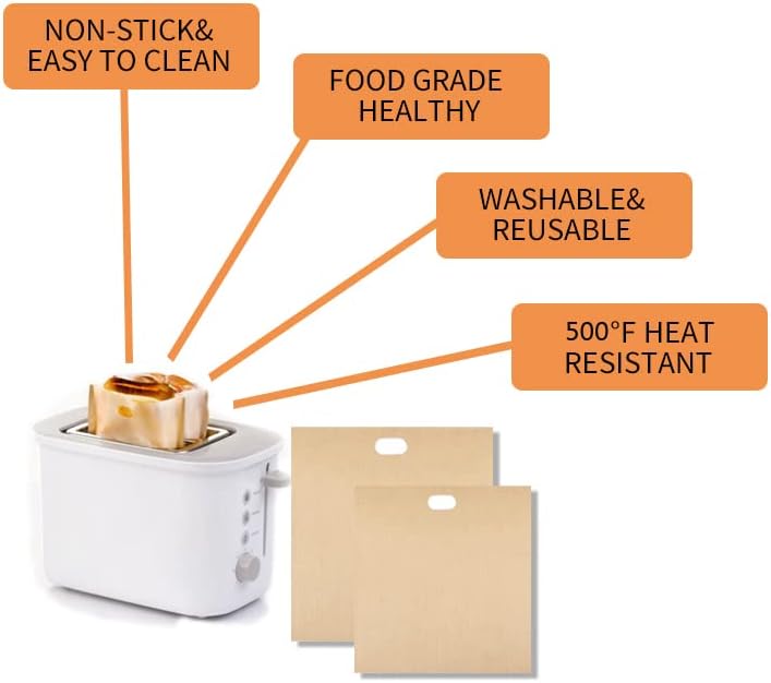 12 Pack Toaster Bags Nonstick Reusable Easy to Clean for Grilled Cheese Sandwiches Toast Bread Snacks (12)