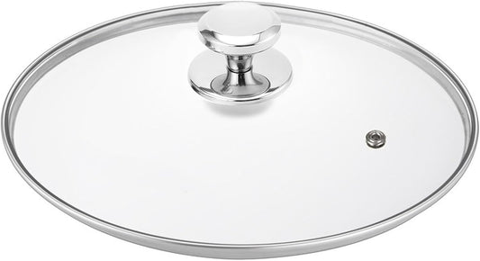 Glass Lid for 12.5 Inch Stainelss Steel Cast Iron Skillets Frying Pans, 32cm Tempered Lids for Dutch Ovens, 12.5 In Pan Cover with Stainless Steel Rim for Stock Pots, Dishwasher Safe