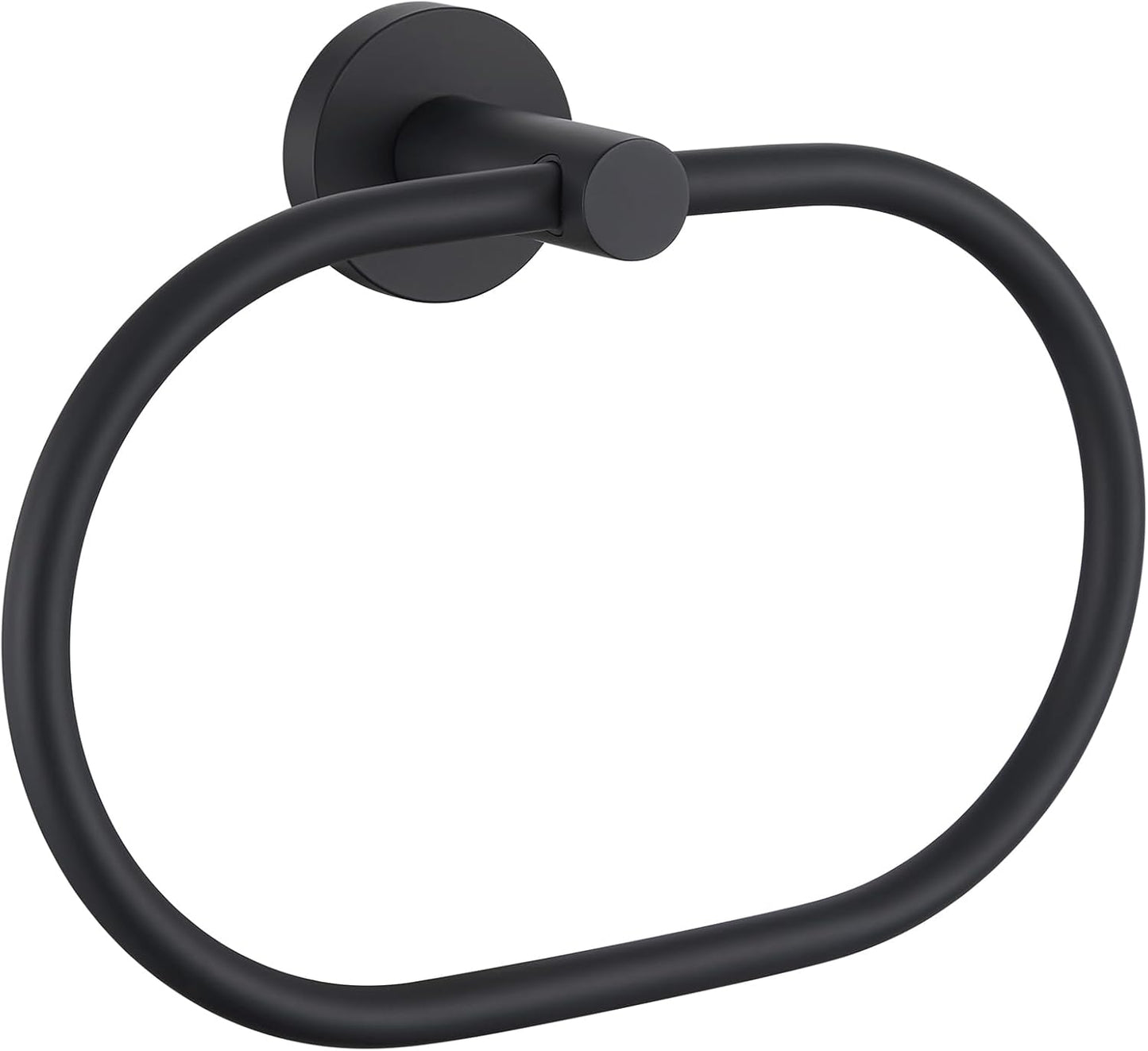 Suyar Matte Black Towel Ring, Stainless Steel Modern Swivel Hand Towel Holder for Bathroom Wall, Oval Shape