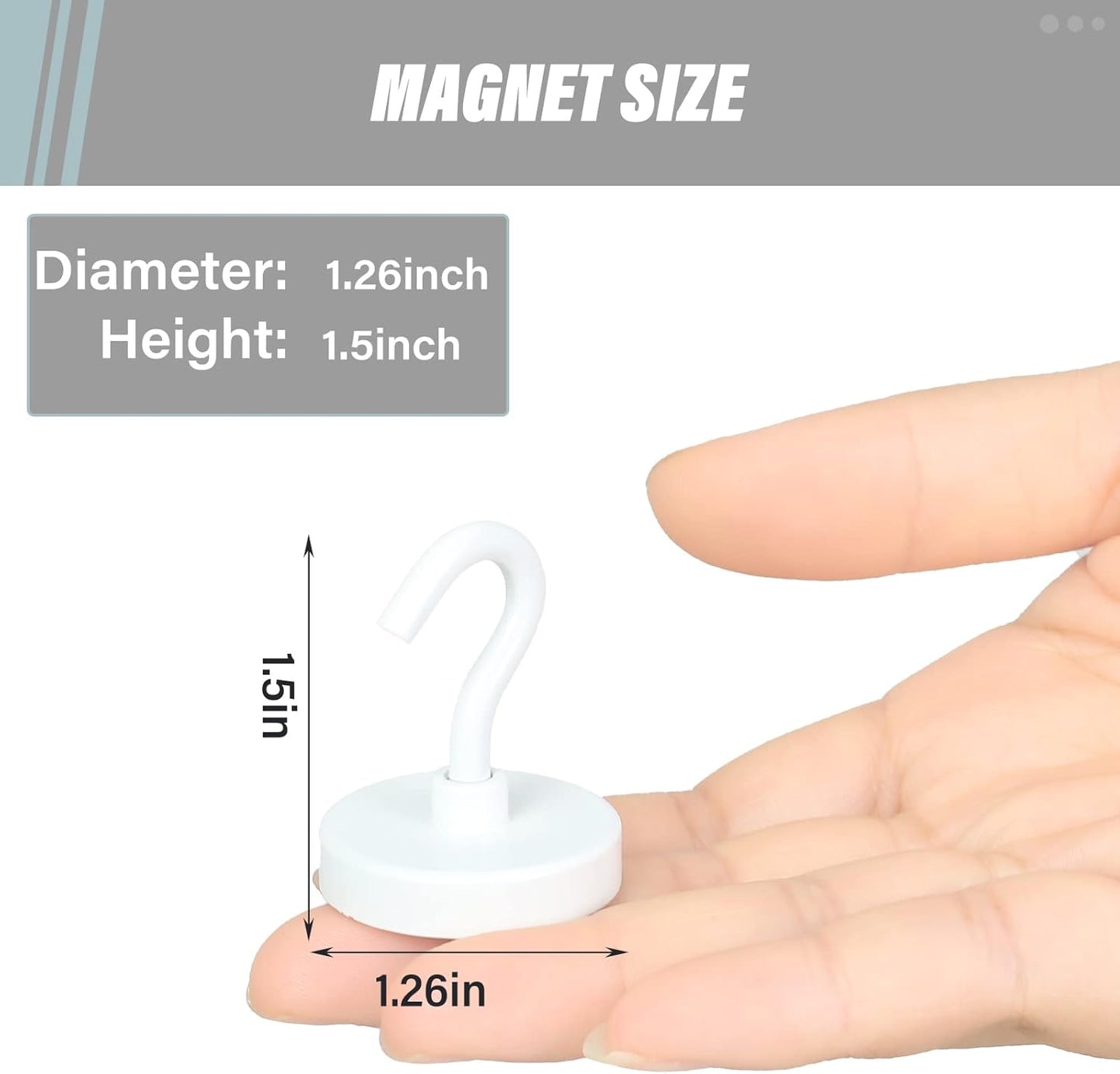 Neosmuk Magnetic Hooks Heavy Duty,Strong Magnet with Hook for Fridge, Super Neodymium Extra Strength Industrial Hooks for Hanging, Magnetic Hanger for Toolbox, Cruise, Grill(White,10 Pack)