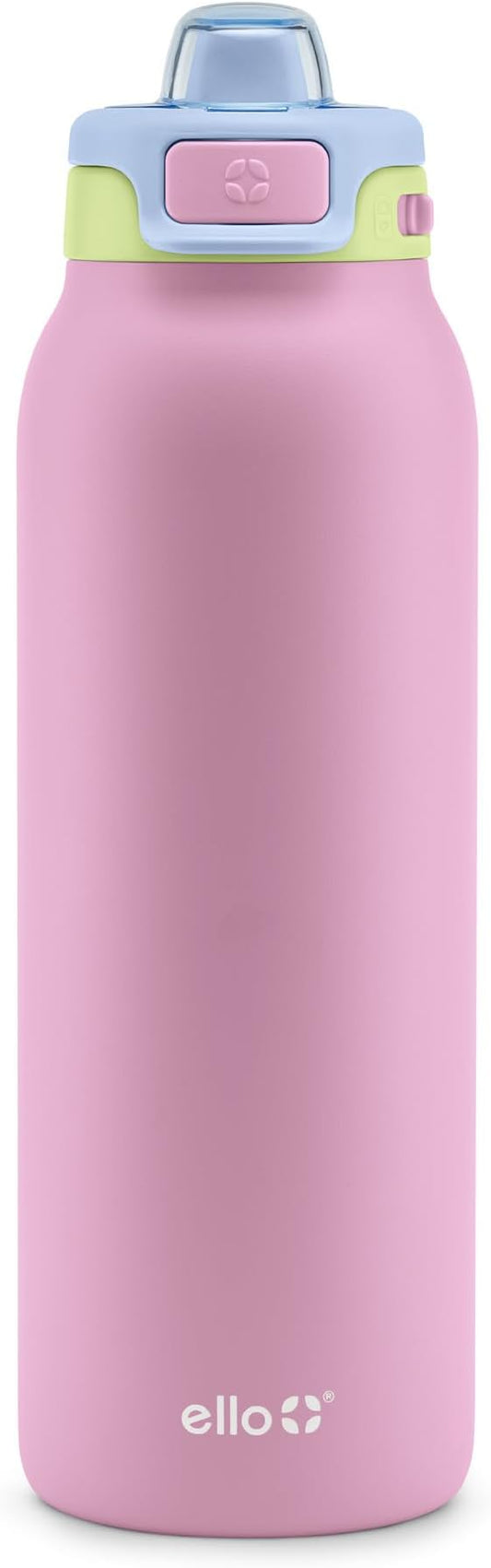 Ello Pop & Fill Stainless Steel Water Bottle with Quick Fill Technology, Double Walled Vacuum Insulated Metal, Leak Proof Locking Lid, Sip & Chug, BPA Free, Holiday Gift for Him Her, 22oz, 32oz, 40oz
