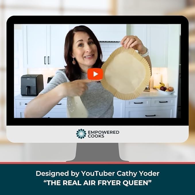 Cathy Yoder's AirFryer Paper Liners, 125 PCS 8-inch Square Air Fryer Liners Disposable, Premium, Food-Grade Easy Cleanup Air Fryer Parchment Paper Sheets, Airfryer Liner for 5-8QT, Baking & Roasting