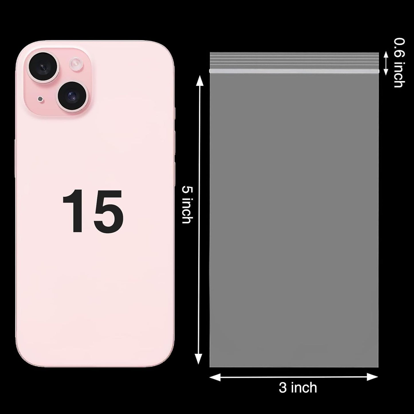 200pcs 3 x 5 inch Plastic Bags, 2 mil Jewelry Bags, Clear Small Zip Bag, Resealable Zip Bag for Small Business, Storage, Candy