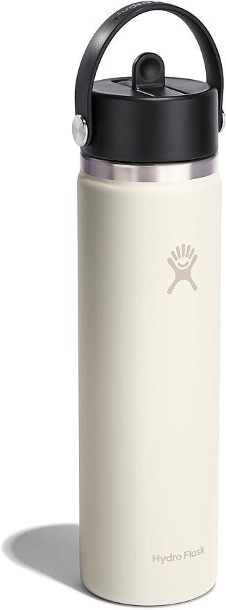 Hydro Flask Water Bottle - Insulated Stainless Steel - Wide Straw Lid, Non Spill, Leakproof in 24 Oz Ivory