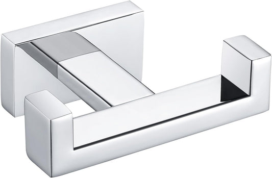 Suyar Double Towel Hook, SUS304 Stainless Steel Bathroom Hand Towel Holder, Bath Coat Robe Hanger Polished Chrome, Wall Mounted
