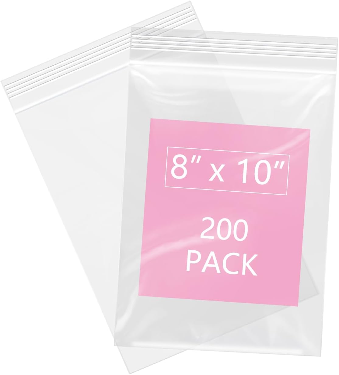 iMailer - 200 Pcs- 8" x 10" Plastic Zip Poly Bags- Clear Resealable Zip Bag for Art Prints, Brochure, Photoes, Handicraft Gift