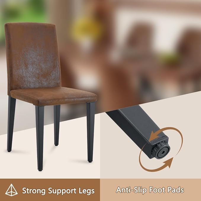 86.6" Dining Table Set for 6, Modern 7 Piece Wood Kitchen Table and Chairs Set, Rectangle Dining Room Table with 6 PU Leather Upholstered Chairs, Ideal for Apartment, Kitchen, Dining Room