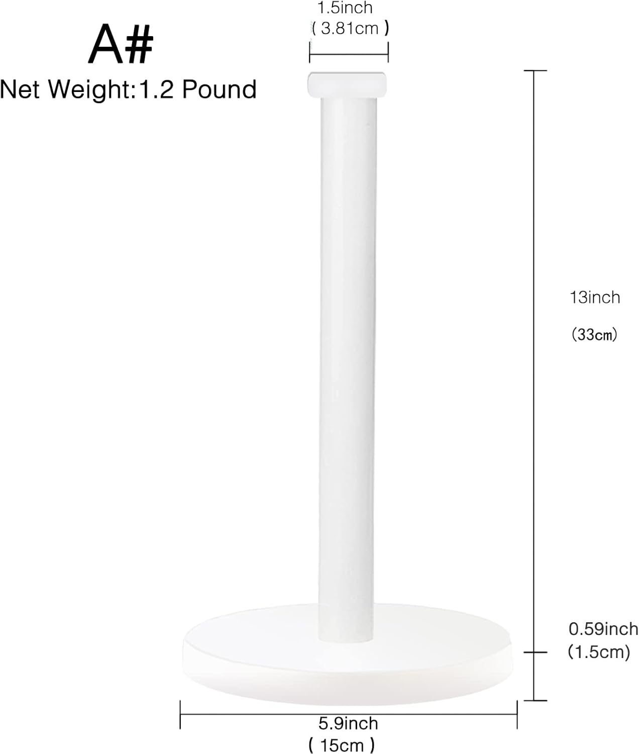 White Paper Towel Holder - Countertop Standing Holder for Kitchen