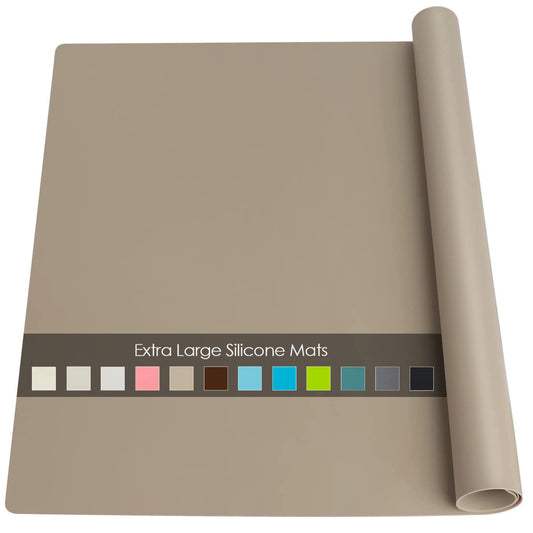 Extra Large Silicone Mats, Silicone Table Mat for Crafts Kids Dinner Placemat, Dab Mats Desk Countertop Protector Mats, Heat Insulation Kitchen Pastry Mat Silicone Pad-Brown, 23.6''x15.7''