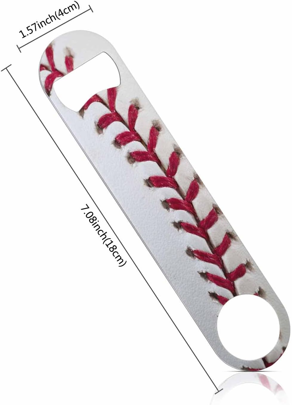 Baseball Stitching Stainless Steel Bottle Opener White Red Training Leather Ball Softball Texture Flat Beer Bottle Opener Keychain for Home Kitchen Bar Restaurant Party Birthday Gift