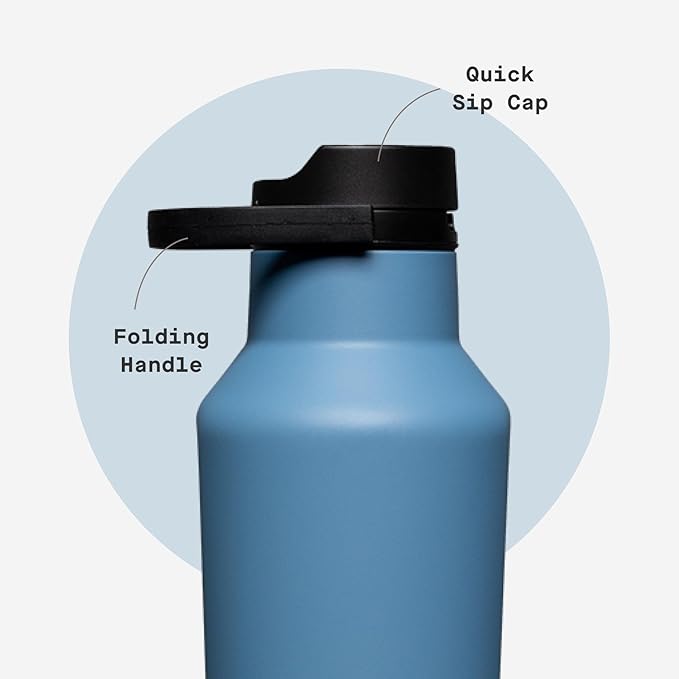 Corkcicle Sport Canteen - Keeps Drinks Cold 25 Hours - Stainless Steel Water Bottle - Triple-Insulated - Spill-Proof - Summer Drinkware Gift - Keeps Drinks Ice Cold - 20 oz - River