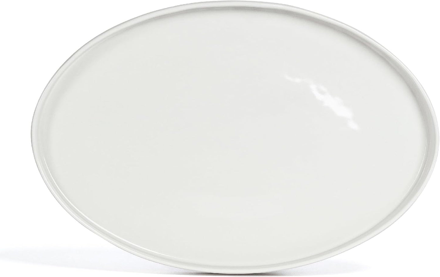 over&back Stackable Stoneware Serving Platter - Elegant 1-Piece Oval Serving Platter to Complete Your Kitchen Set - Perfect for Appetizers, Desserts, and More - 16" L x 11" W - Glossy White