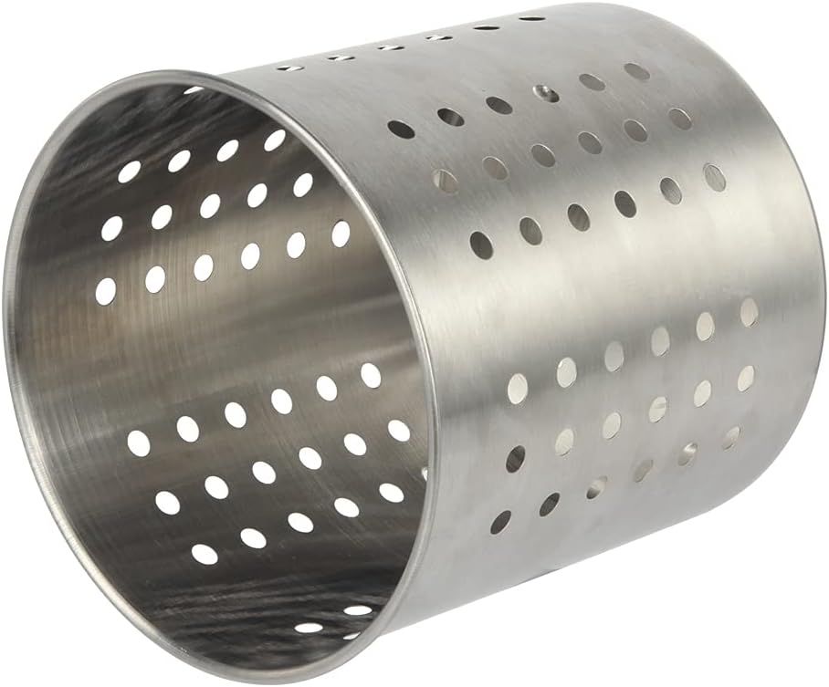 Stainless Steel Utensil Holder Kitchen Holder Restaurant Cooking Utensil Holder for Forks Spatula, 5.3'' x 5.1" Round Utensil Organizer