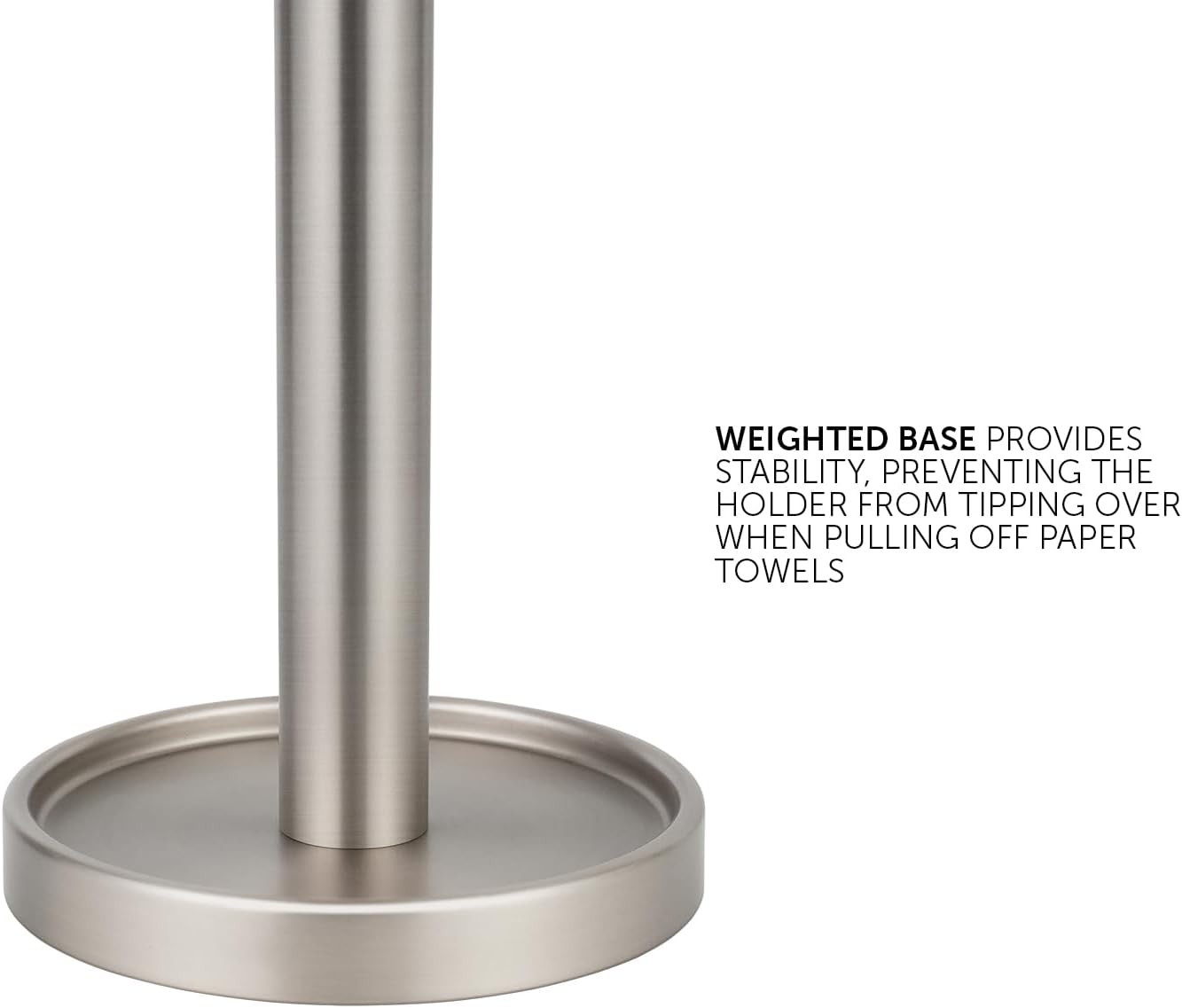 Ivilon Paper Towel Roll Stand - Steady and Easy Tear - Fits All Paper Towel Rolls - Brushed Nickel