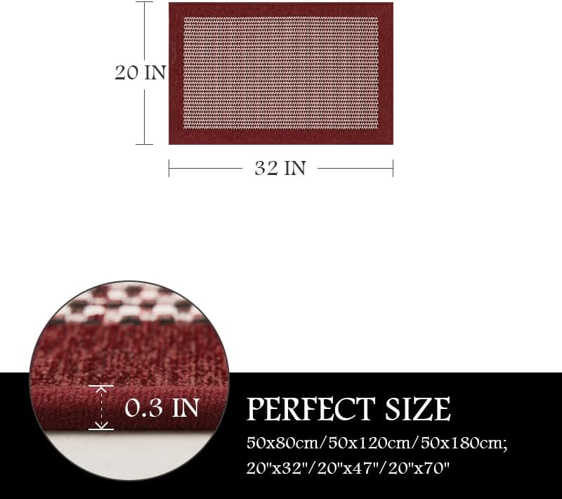 PADOOR Kitchen Mats for Floor, Kitchen Rugs Non Slip Washable, Rubber Backed Christmas Kitchen Runner Super Absorbent Xmas Kitchen Floor Mat Sink Rug, 20”x32” Red