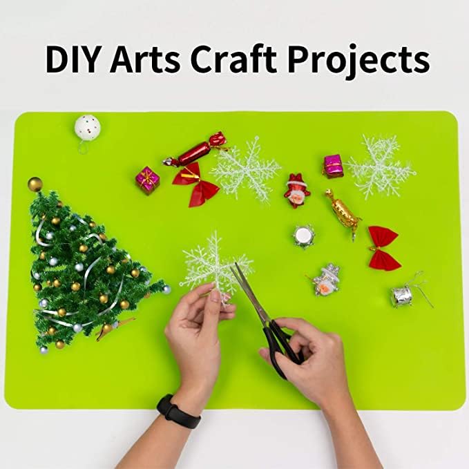 Extra Large Silicone Mat, Kitchen Counter Mat Placemats for Kids Silicone Mats for Countertop, Nonstick Silicone Table Mat for Baking Pastry Crafts Heat-Resistant Silicone Pad, 27.6'' x 19.7'', Green