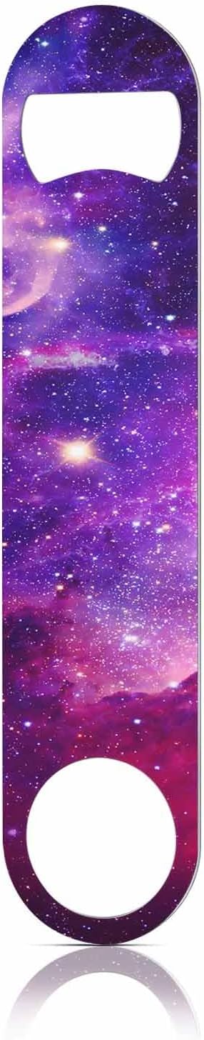 Galaxy Stainless Steel Bottle Opener Outer Space Universe Sky Stars Nebula Purple Flat Beer Bottle Opener Keychain for Home Kitchen Bar Restaurant Party Birthday Gift