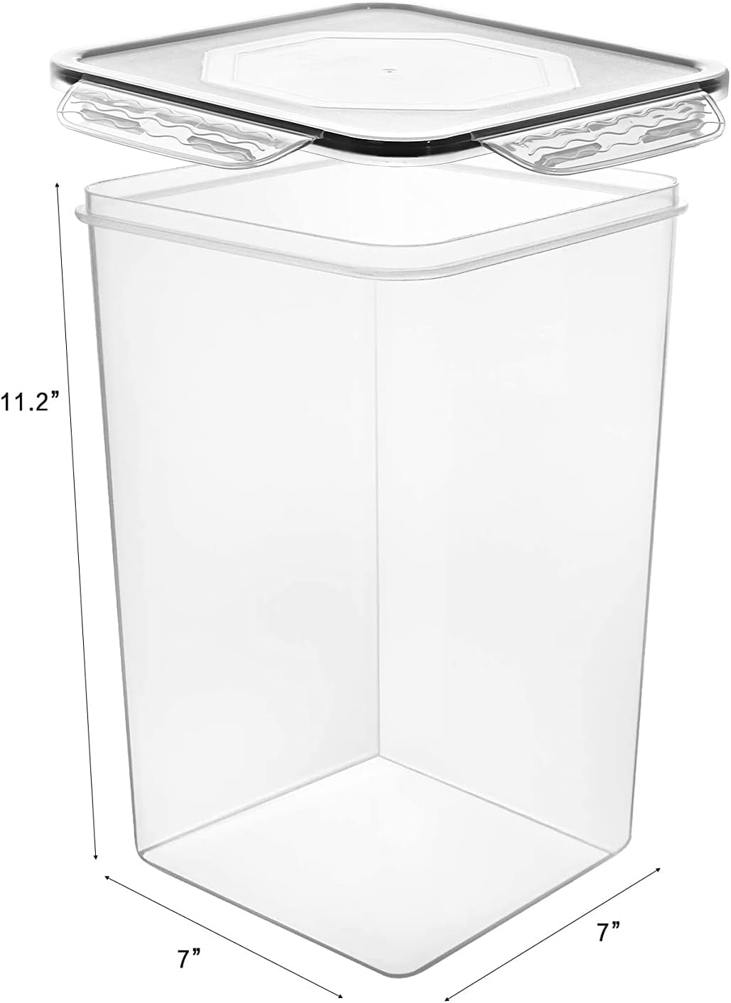 M MCIRCO Extra Large 7qt / 6.5L/220oz Tall Food Storage Containers, WIDE & DEEP, 4-Piece Plastic Airtight Kitchen Pantry Storage Containers for Flour, Sugar, with 4 Measuring Cups,20 Labels