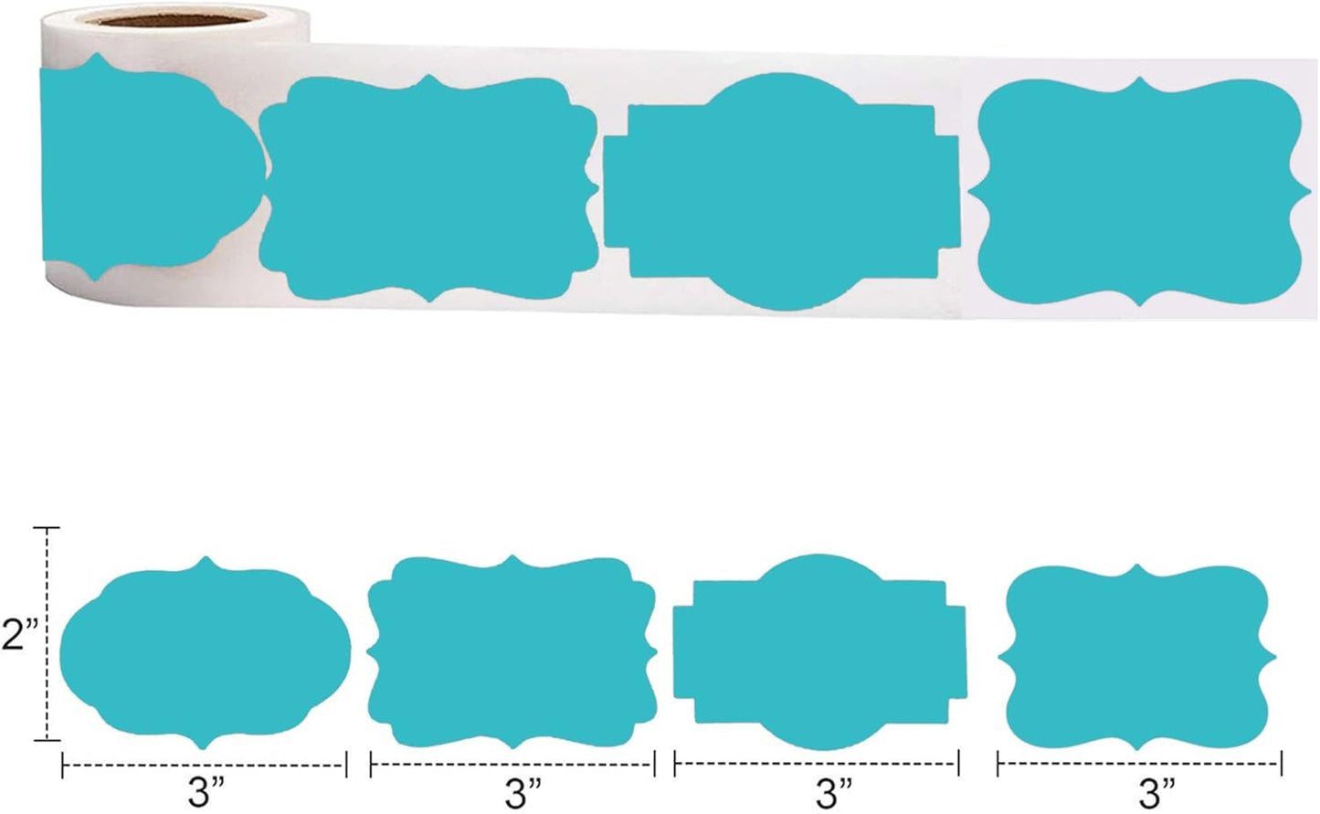 SALEMAR 2" x 3" Cyan Blue Sticker Labels, 200PCS Self-Adhesive Write On Tags for Essential Oil, Bottles, Food, Jars, Canning, Christmas (Cyan Blue)