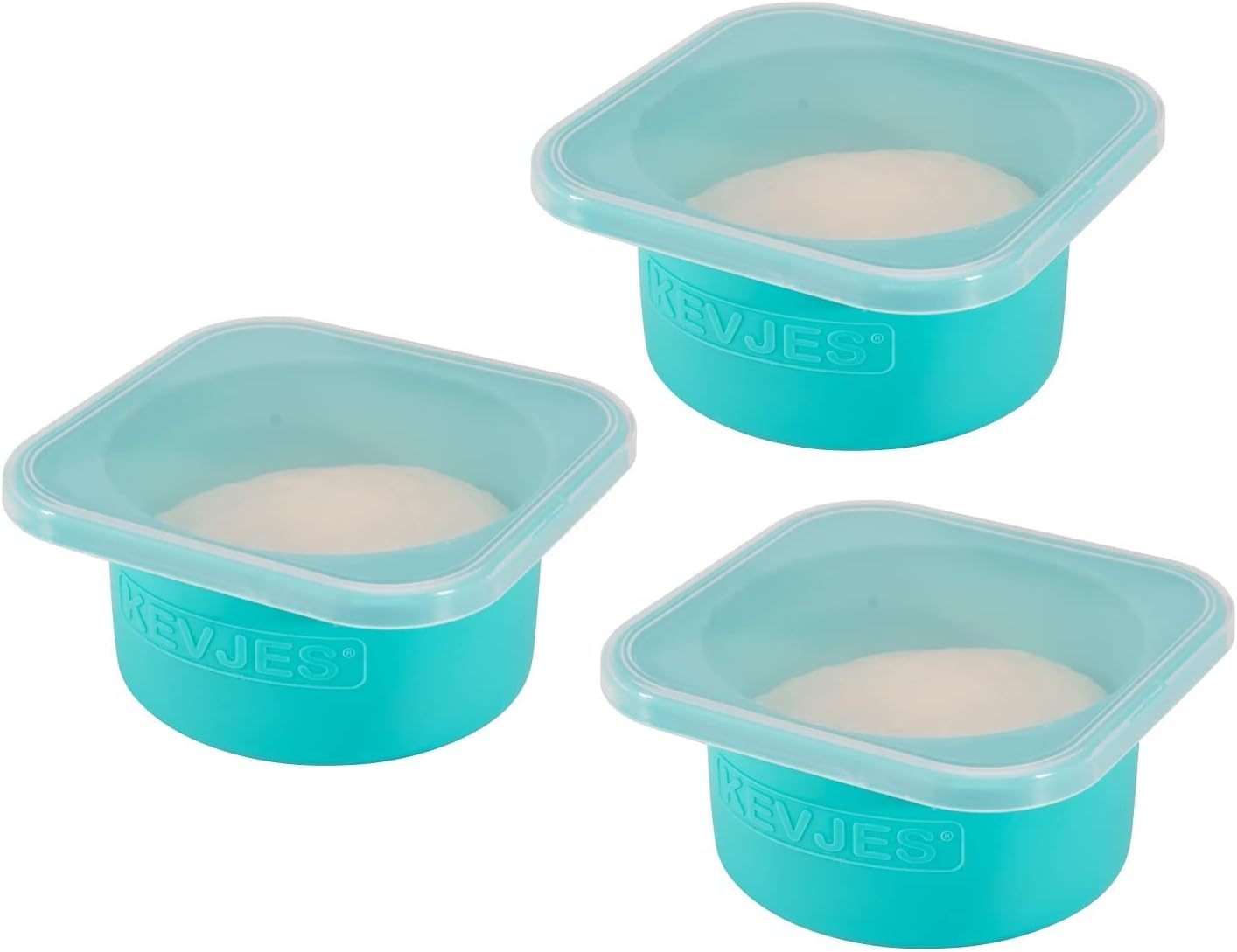 Stackable Silicone Artisan Pizza Dough Proofing Proving Containers with Lids-3 pack-500ml portion (Blue)