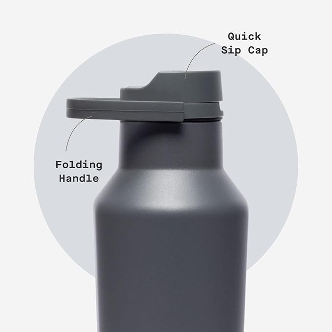 Corkcicle Classic Sport Canteen Insulated Water Bottle - Keeps Beverages Cold 25 Hours - Triple Insulated - Summer Drinkware Gift - Keeps Drinks Ice Cold - Leak-Proof Cap - 32 oz - Flint