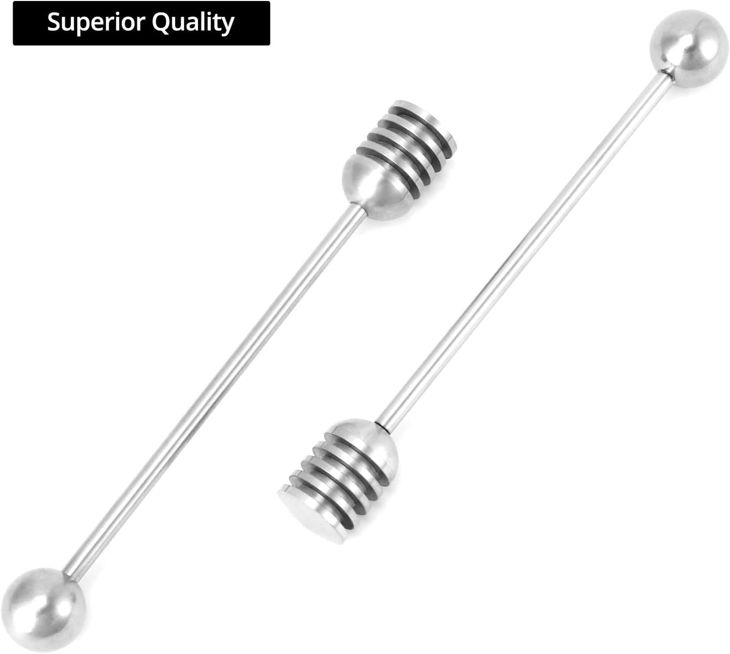 QWORK Stainless Steel Honey and Syrup Dippers, 6.3 Inches, Rust-Resistant, Convenient to Clean, Dishwasher-Safe, Ideal for Drizzling Honey, Syrup, Coffee, and More, 2 Pcs
