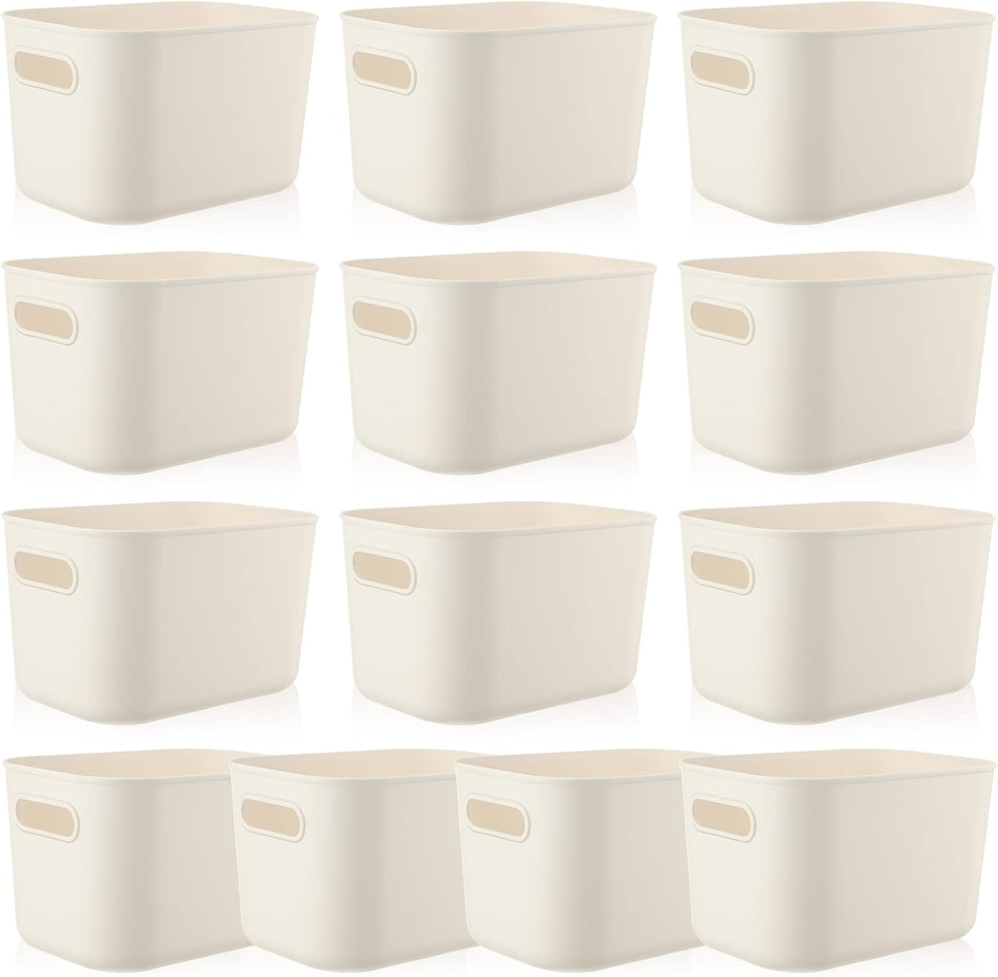 Zopeal Plastic Storage Bins 10 Pcs White Pantry Organizer Bins Small Baskets Storage Containers for Home Kitchen (10 x 7 x 6 Inch)