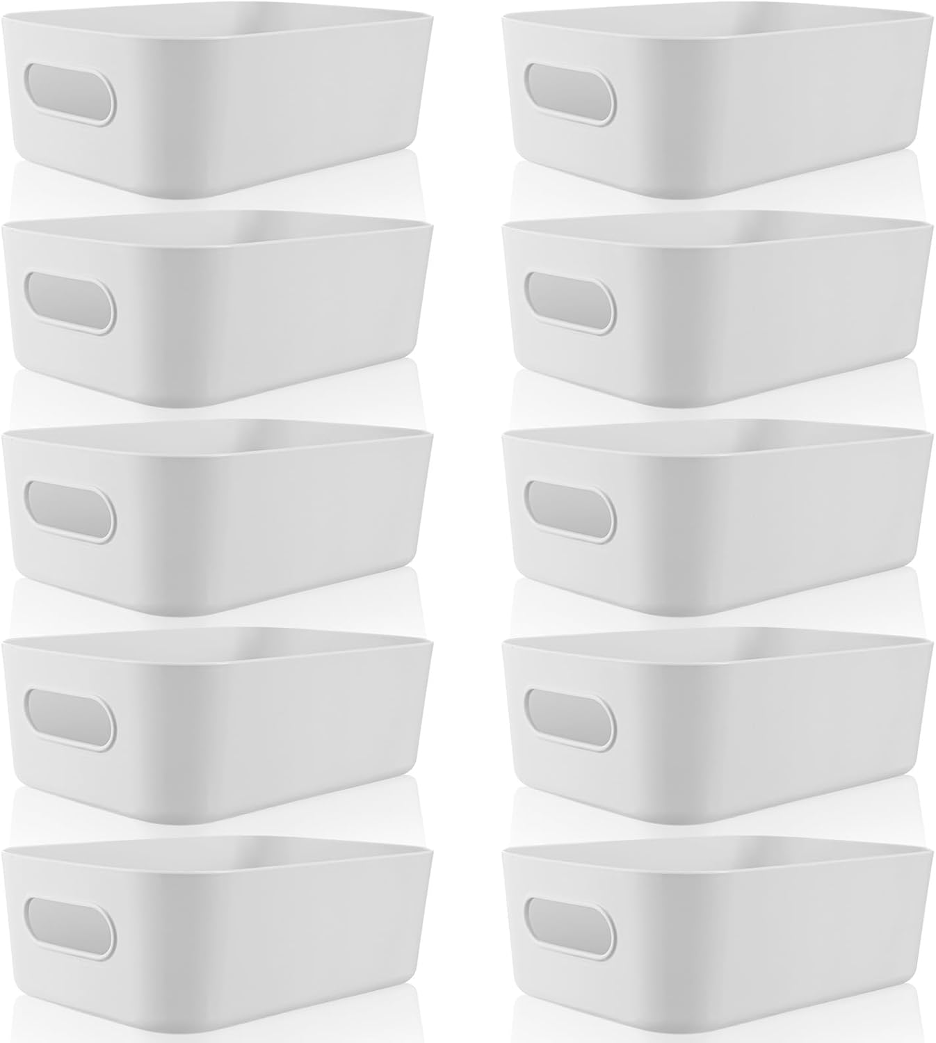 Zopeal Plastic Storage Bins 10 Pcs Gray Pantry Organizer Bins Small Baskets Storage Containers for Home Kitchen (8 x 5.7 x 3 Inch)