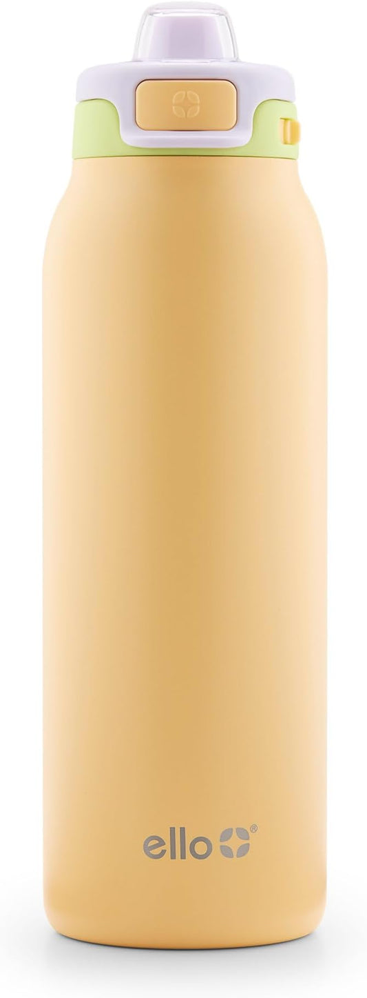 Ello Pop & Fill Stainless Steel Water Bottle with Quick Fill Technology, Double Walled Vacuum Insulated Metal, Leak Proof Locking Lid, Sip & Chug, BPA Free, Holiday Gift for Him Her, 22oz, 32oz, 40oz