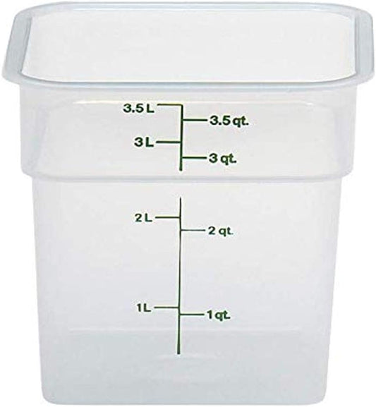 Cambro Food Storage Container (6 Pack) - Classic Series Square - 4 QT (Quart) - Commercial Grade for Food Prep (Translucent)