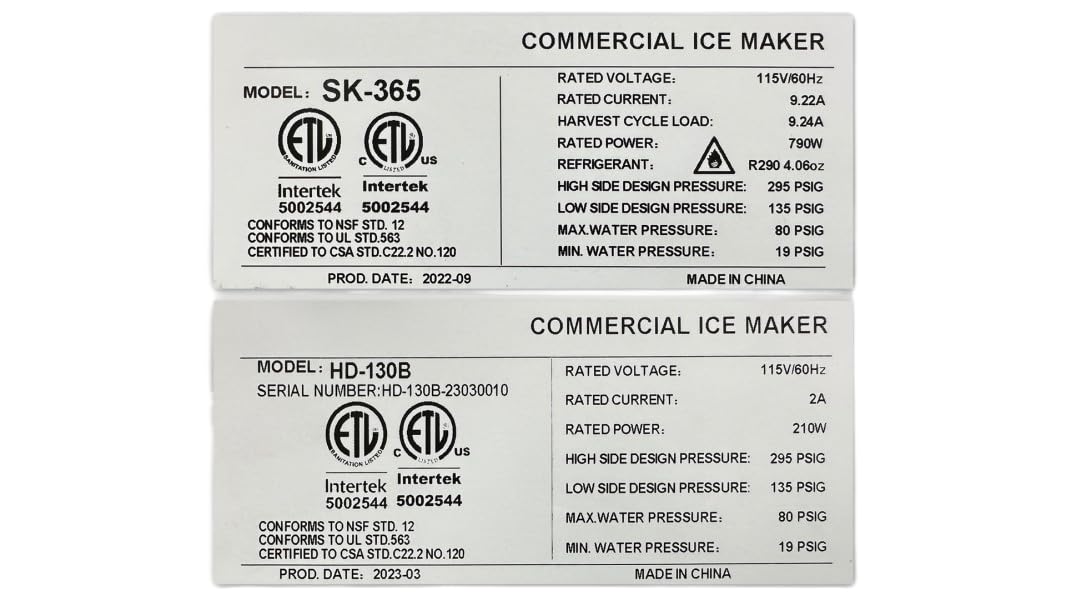 Commercial Ice Maker Machine, 350 lbs Daily Production, Air Cooled, Stainless Steel, 275 lbs Storage HD-130B