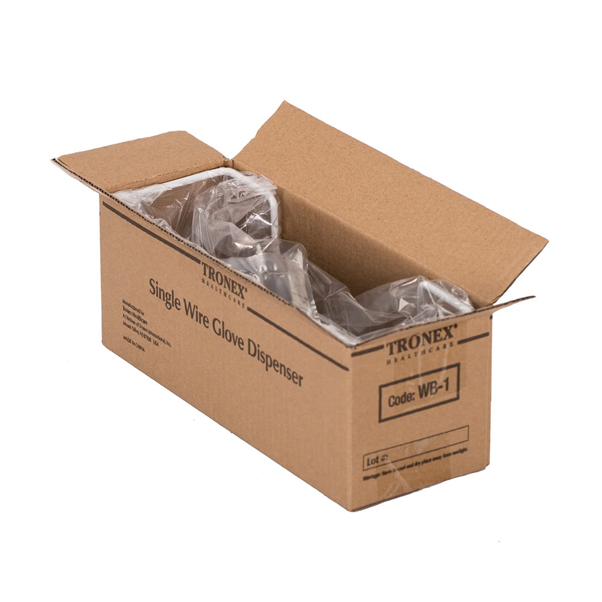 Tronex Single Wire Wall Mounted Rack Tissue Box Rack Disposable Glove Rack Napkin Box Holder Space Saver Durable White Enamel, White (Box of 1)