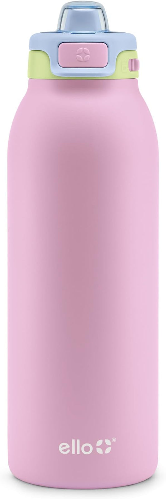 Ello Pop & Fill Stainless Steel Water Bottle with Quick Fill Technology, Double Walled Vacuum Insulated Metal, Leak Proof Locking Lid, Sip & Chug, BPA Free, Holiday Gift for Him Her, 22oz, 32oz, 40oz