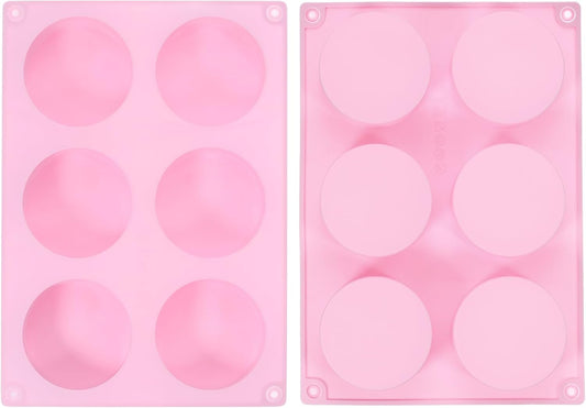 uxcell 2pcs Silicone Muffins Pan, 6 Cup Silicone Cupcake Pan Nonstick Baking Tray for Muffins, Cupcakes, Dishwasher Safe, Pink