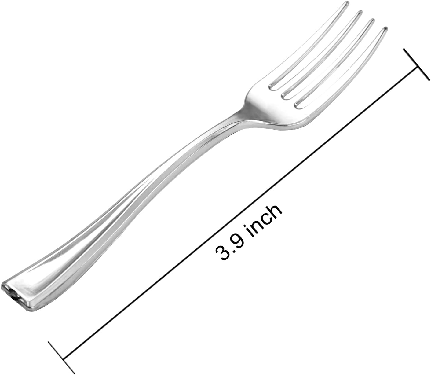 WDF 300 Pieces Silver Plastic Mini Forks 4 Inches Silver Plastic Forks Heavy Duty Plastic Tasting Forks Perfect for Small Appetizers and Desserts