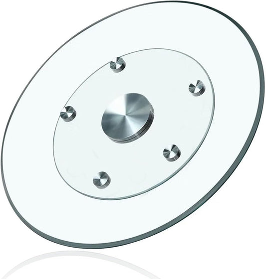 Glass Lazy Susan,28" Glass Lazy Susan for Dining Table Turntable Centerpiece with Swivel Assist System & Smooth Spin Round Tabletop Rotating Tray (28 in)