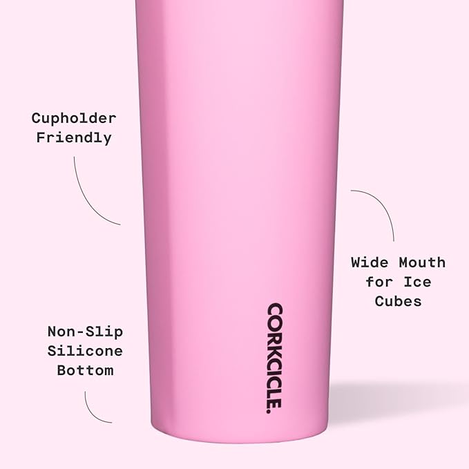Corkcicle Sport Canteen - Keeps Drinks Cold 25 Hours - Stainless Steel Water Bottle - Triple-Insulated - Spill-Proof - Summer Drinkware Gift - Keeps Drinks Ice Cold - 20 oz - Sun-Soaked Pink